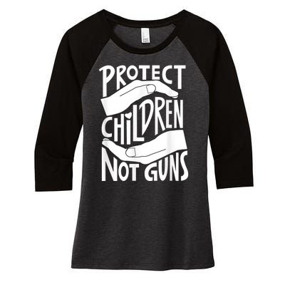 Protect Children Not Guns Orange Women's Tri-Blend 3/4-Sleeve Raglan Shirt