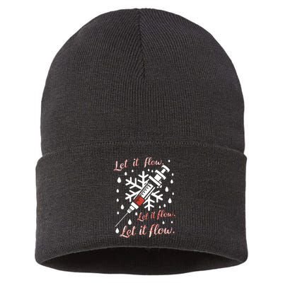 Phlebotomy Christmas Nurse Technician Medical Phleb Sustainable Knit Beanie