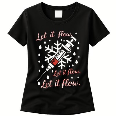Phlebotomy Christmas Nurse Technician Medical Phleb Womens T-Shirt