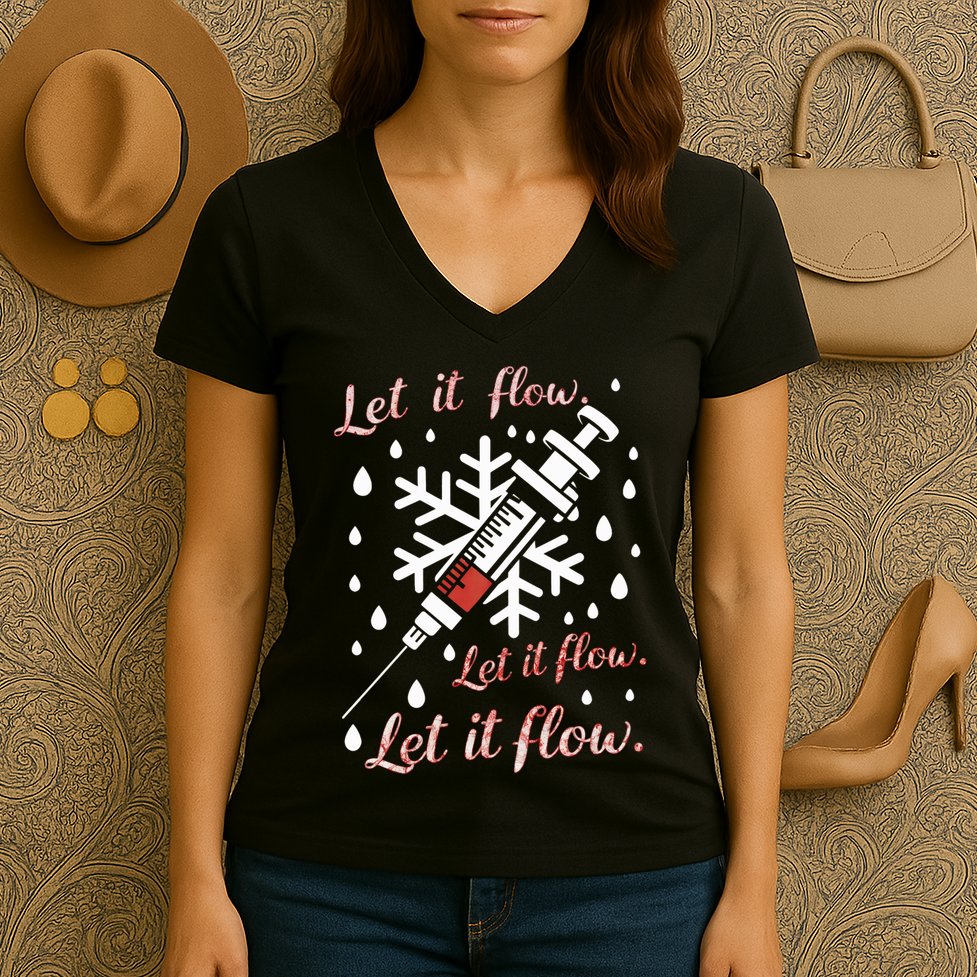 Phlebotomy Christmas Nurse Technician Medical Phleb Women's V-Neck T-Shirt