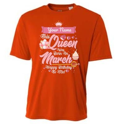 Personalized Custom Name This Queen Was Born In March Happy Birthday To Me Cooling Performance Crew T-Shirt