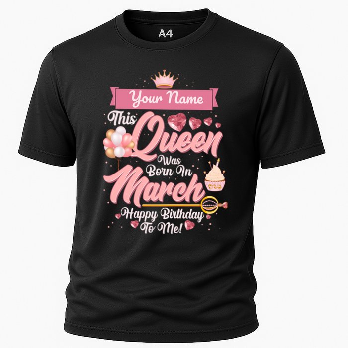 Personalized Custom Name This Queen Was Born In March Happy Birthday To Me Performance Shirt