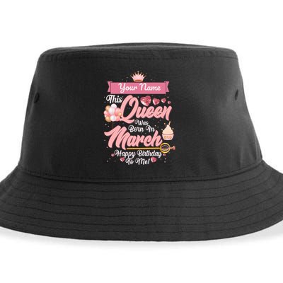 Personalized Custom Name This Queen Was Born In March Happy Birthday To Me Sustainable Bucket Hat