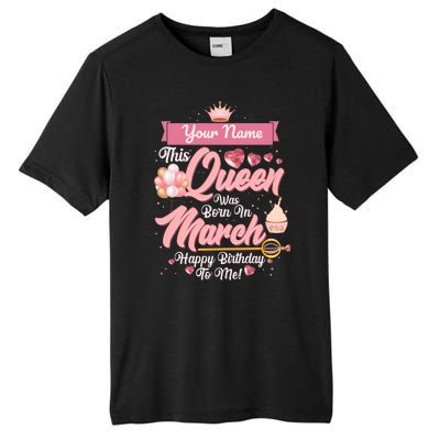 Personalized Custom Name This Queen Was Born In March Happy Birthday To Me Tall Fusion ChromaSoft Performance T-Shirt