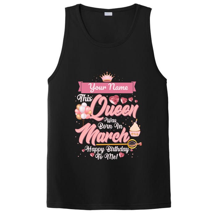 Personalized Custom Name This Queen Was Born In March Happy Birthday To Me PosiCharge Competitor Tank