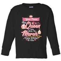 Personalized Custom Name This Queen Was Born In March Happy Birthday To Me Toddler Long Sleeve Shirt