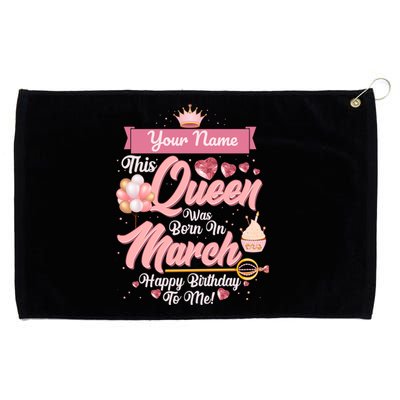 Personalized Custom Name This Queen Was Born In March Happy Birthday To Me Grommeted Golf Towel