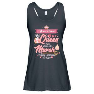 Personalized Custom Name This Queen Was Born In March Happy Birthday To Me Ladies Essential Flowy Tank