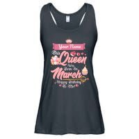 Personalized Custom Name This Queen Was Born In March Happy Birthday To Me Ladies Essential Flowy Tank