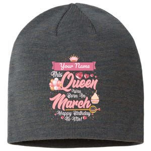 Personalized Custom Name This Queen Was Born In March Happy Birthday To Me Sustainable Beanie