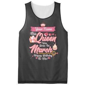 Personalized Custom Name This Queen Was Born In March Happy Birthday To Me Mesh Reversible Basketball Jersey Tank