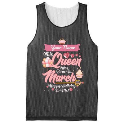 Personalized Custom Name This Queen Was Born In March Happy Birthday To Me Mesh Reversible Basketball Jersey Tank