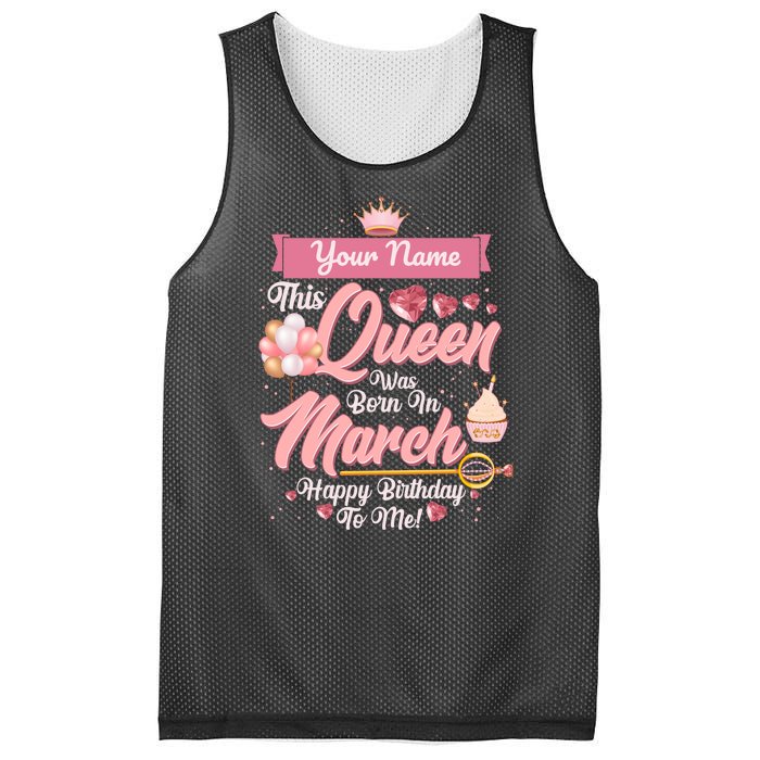 Personalized Custom Name This Queen Was Born In March Happy Birthday To Me Mesh Reversible Basketball Jersey Tank