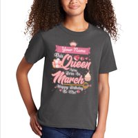 Personalized Custom Name This Queen Was Born In March Happy Birthday To Me Kids T-Shirt