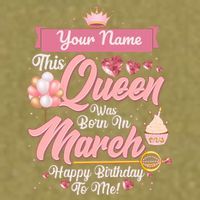 Personalized Custom Name This Queen Was Born In March Happy Birthday To Me Garment-Dyed Women's Muscle Tee