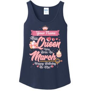 Personalized Custom Name This Queen Was Born In March Happy Birthday To Me Ladies Essential Tank