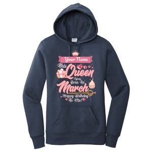 Personalized Custom Name This Queen Was Born In March Happy Birthday To Me Women's Pullover Hoodie