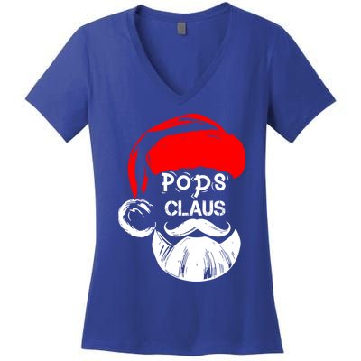 Pops Claus New Christmas Santa Claus Funny Gift Women's V-Neck T-Shirt