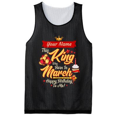 Please Delete! Personalized Custom Name This King Was Born In March Happy Birthday To Me  Mesh Reversible Basketball Jersey Tank