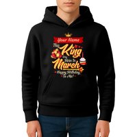 Please Delete! Personalized Custom Name This King Was Born In March Happy Birthday To Me  Kids Hoodie