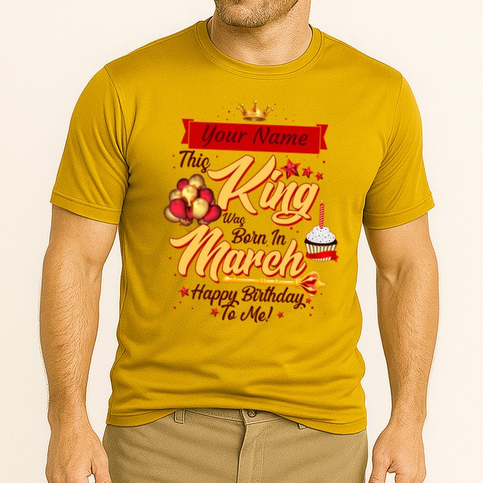 Please Delete! Personalized Custom Name This King Was Born In March Happy Birthday To Me  Performance Shirt