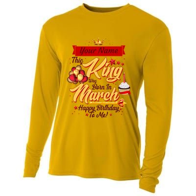 Please Delete! Personalized Custom Name This King Was Born In March Happy Birthday To Me  Cooling Performance Long Sleeve Crew