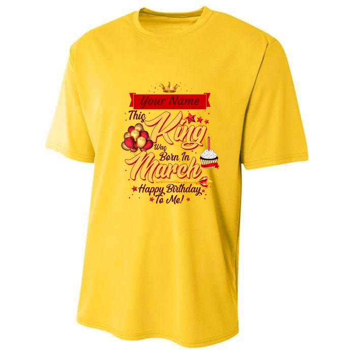Please Delete! Personalized Custom Name This King Was Born In March Happy Birthday To Me  Youth Performance Sprint T-Shirt