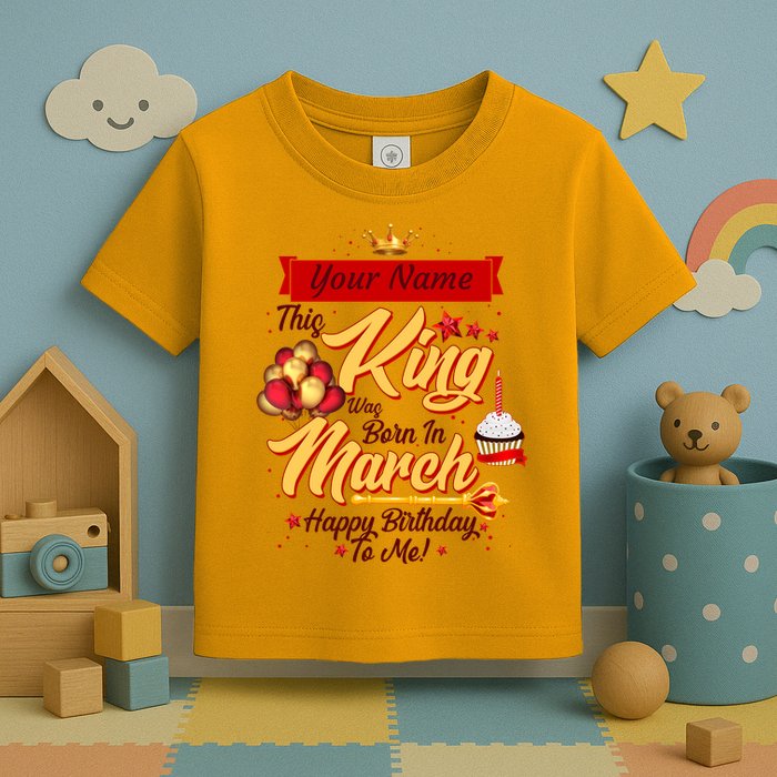 Please Delete! Personalized Custom Name This King Was Born In March Happy Birthday To Me  Toddler T-Shirt