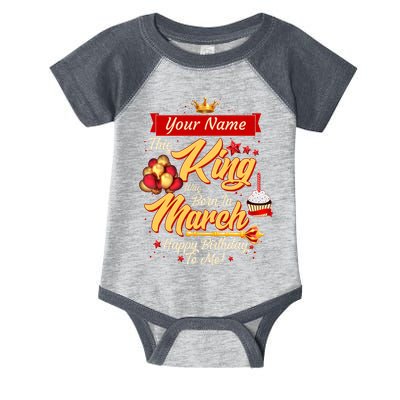 Please Delete! Personalized Custom Name This King Was Born In March Happy Birthday To Me  Infant Baby Jersey Bodysuit