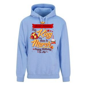 Please Delete! Personalized Custom Name This King Was Born In March Happy Birthday To Me  Unisex Surf Hoodie