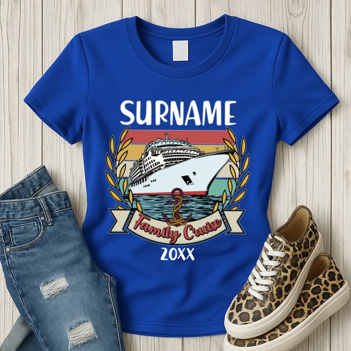 Personalized Custom Name And Year Family Cruise Womens T-Shirt