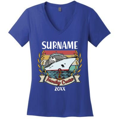 Personalized Custom Name And Year Family Cruise Women's V-Neck T-Shirt
