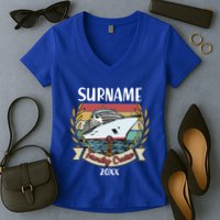 Personalized Custom Name And Year Family Cruise Women's V-Neck T-Shirt