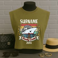 Personalized Custom Name And Year Family Cruise Garment-Dyed Women's Muscle Tee