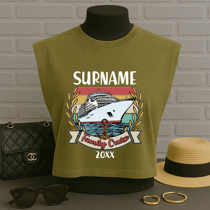 Personalized Custom Name And Year Family Cruise Garment-Dyed Women's Muscle Tee
