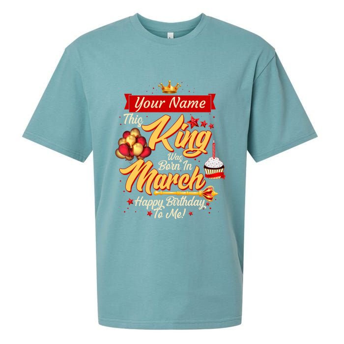 Personalized Custom Name This King Was Born In March Happy Birthday To Me Sueded Cloud Jersey T-Shirt