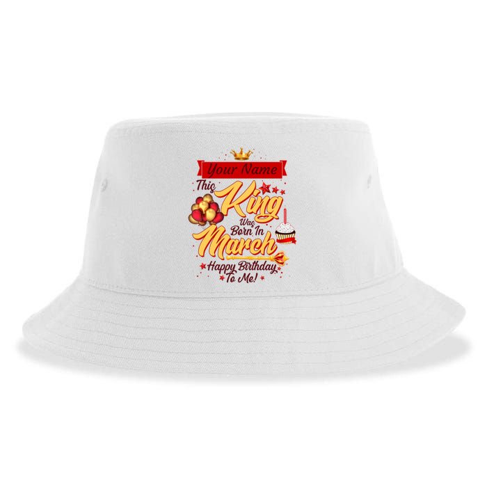 Personalized Custom Name This King Was Born In March Happy Birthday To Me Sustainable Bucket Hat