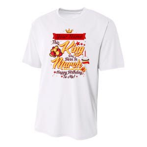 Personalized Custom Name This King Was Born In March Happy Birthday To Me Youth Performance Sprint T-Shirt