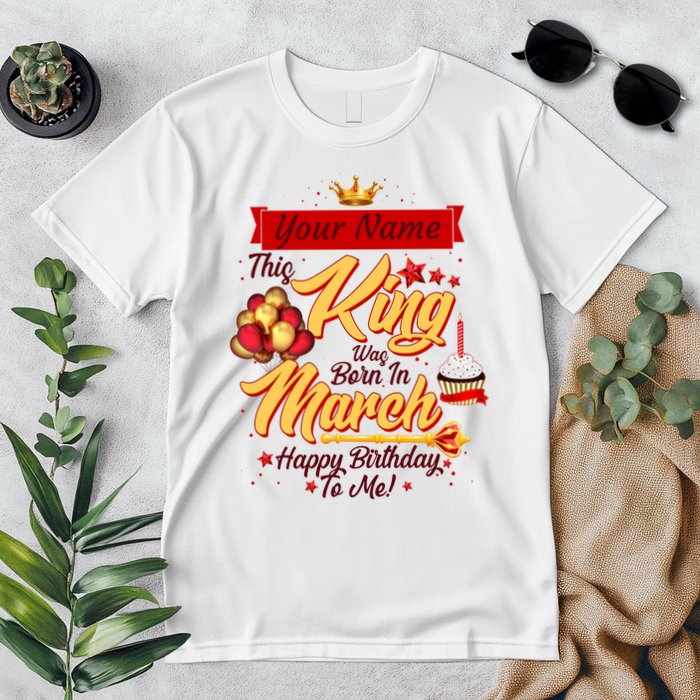 Personalized Custom Name This King Was Born In March Happy Birthday To Me Premium T-Shirt
