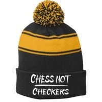 Play Chess Not Checkers Separate To Elevate Stripe Pom Pom Beanie