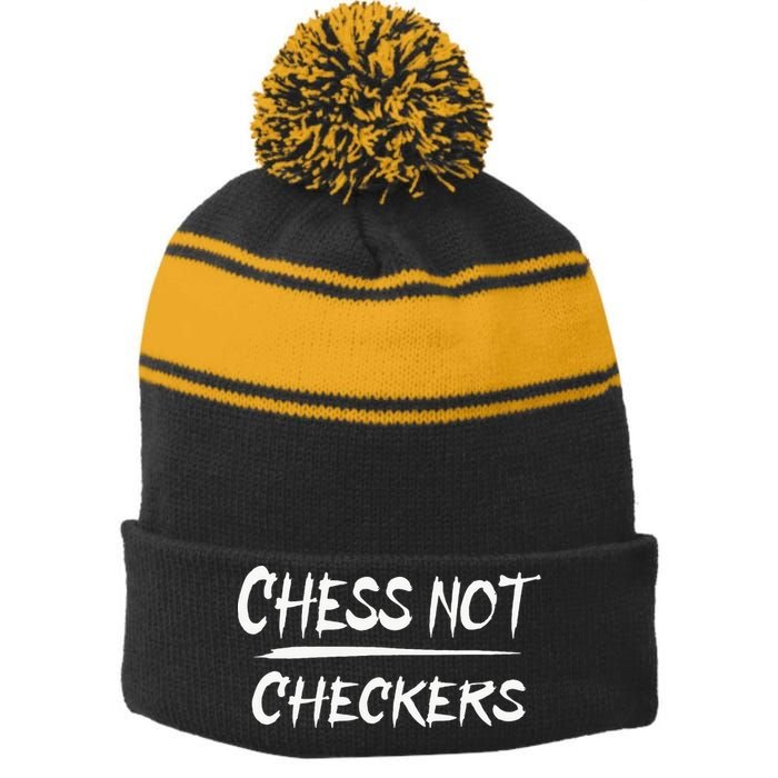 Play Chess Not Checkers Separate To Elevate Stripe Pom Pom Beanie
