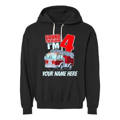 Personalized Custom Name Cute Funny Sound The Alarm I'm 4 Four Garment-Dyed Fleece Hoodie
