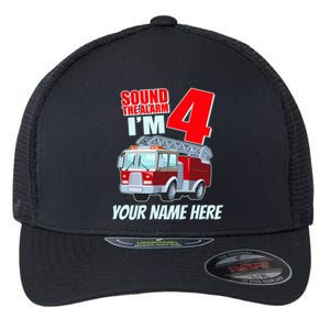 Personalized Custom Name Cute Funny Sound The Alarm I'm 4 Four Flexfit Unipanel Trucker Cap