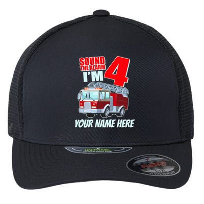 Personalized Custom Name Cute Funny Sound The Alarm I'm 4 Four Flexfit Unipanel Trucker Cap