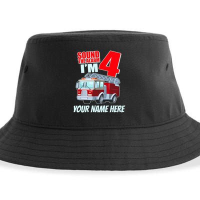 Personalized Custom Name Cute Funny Sound The Alarm I'm 4 Four Sustainable Bucket Hat