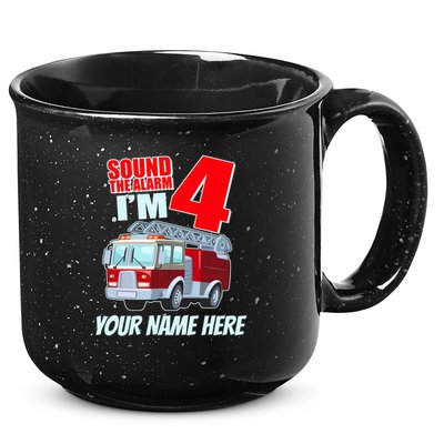 Personalized Custom Name Cute Funny Sound The Alarm I'm 4 Four 15oz Campfire Ceramic Mug