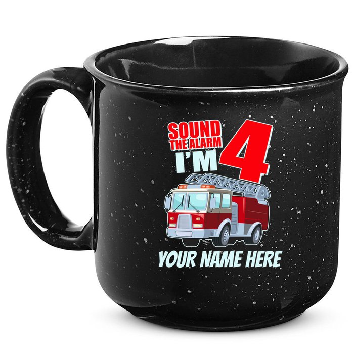 Personalized Custom Name Cute Funny Sound The Alarm I'm 4 Four 15oz Campfire Ceramic Mug