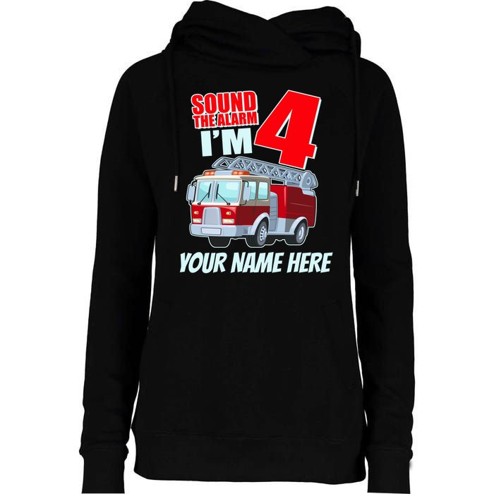 Personalized Custom Name Cute Funny Sound The Alarm I'm 4 Four Womens Funnel Neck Pullover Hood