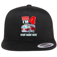 Personalized Custom Name Cute Funny Sound The Alarm I'm 4 Four Flat Bill Trucker Hat