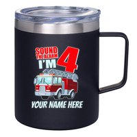 Personalized Custom Name Cute Funny Sound The Alarm I'm 4 Four 12oz Stainless Steel Coffee Mug